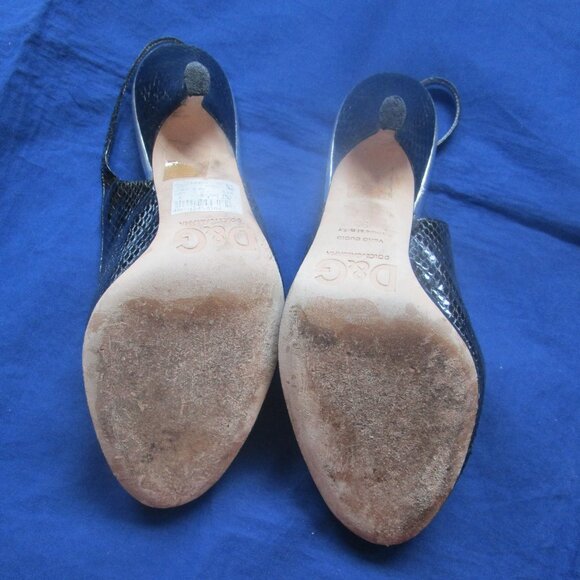 DOLCE & GABBANA SLINGBACK OPEN TOE BLACK HIGH HEEL-EXCELLENT CONDITION-4" HEEL - Picture 6 of 6